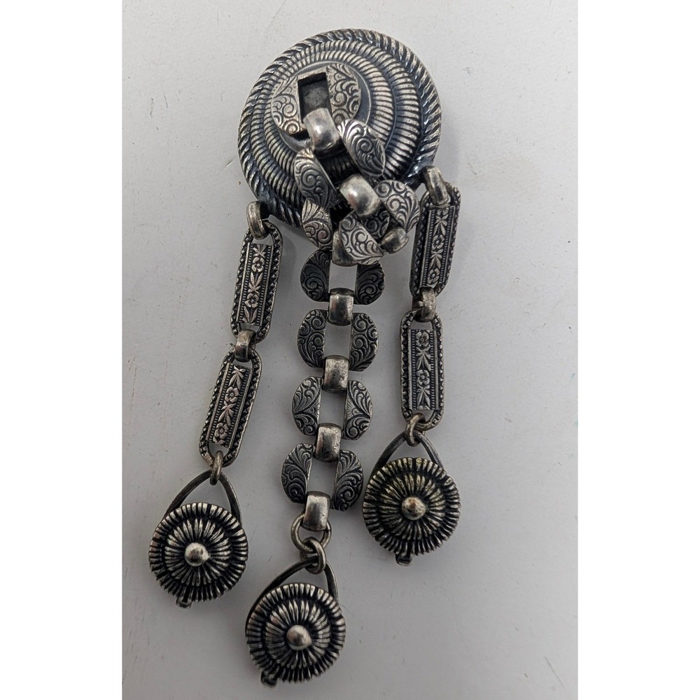 Vintage Napier Patpend Single Earing Dangling Charms Silver Tone Floral Designer